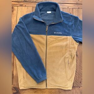 Columbia Men's XL Mountain Full Zip Navy / Tan Fleece Jacket NEW w/o tags